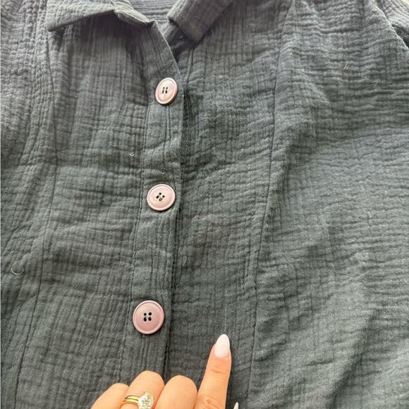 Free People Sunstreaks Tie Front Button Down Long Sleeve Blouse Size Medium - Picture 8 of 11